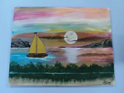 Buy 11x14 Acrylic Painting Sailing Moon By Local Amateur Artist • 9.92£