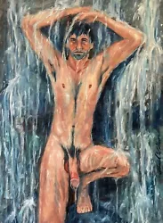 Buy Original Gay Male Interest Art Oil Painting By Daniel W Green Nude Man Water • 236.25£