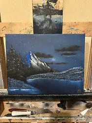 Buy Original Mountain Landscape Oil Painting (11x14 Inch Canvas) Bob Ross Technique • 19.99£