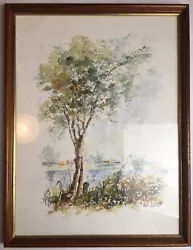 Buy Watercolour French Rural Scene Tree By River Lake E Tang Ole Mansourt • 57£