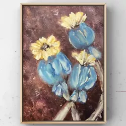 Buy Blue Poppy Pods Oil Painting On Canvas Poppy Heads Artwork Poppies Painting • 31.73£
