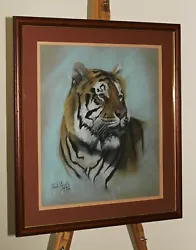 Buy PAUL APPS (b.1958 ) Beautiful Large Pastel Portrait Painting Of A Tiger - 1989 • 345£