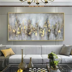Buy Hh905 Canvas Pure Hand-painted Abstract Gold Foil Decor Painting 120cm Unframed • 30.77£