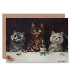 Buy Animals Painting Bar Alcohol Louis Wain The Bachelor Party Blank Greeting Card • 3.79£