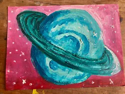 Buy Saturn, Space, Planet Postcard Sized OriginalOil Painting ACEO By Jenny Goldie • 4£