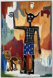 Buy Jean-Michel Basquiat (Handmade) Acrylic On Canvas Painting Signed & Stamped • 631.49£