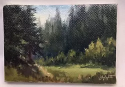 Buy Original Painting Miniature Landscape Impressionist Forest Sunny Trees 3.5 X 2.5 • 18.60£