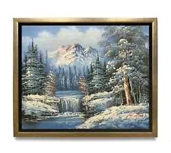 Buy Hungryartist -Bob Ross Style Winter Landscape On Canvas 8x10 Framed • 75.64£