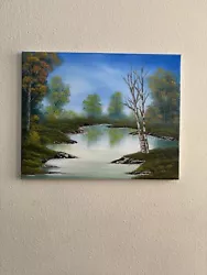 Buy Bob Ross Style Original Landscape Fall Oil Painting  “Lazy River ” 16x20 • 80.62£