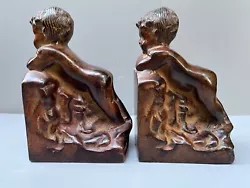 Buy Nude Putti Bookrests Art Nouveau Brass Or Bronze Patinated Unsigned • 188.43£