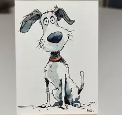 Buy ACEO Original Watercolour Painting Cute Cartoon Black & White Dog Tiny Art • 9£