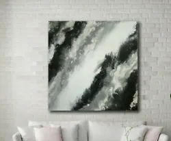 Buy Original Abstract Painting 48x48 Large Canvas Art Black White Gray Abstract Art • 536.76£