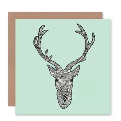 Buy Painting Scottish Highland Deer Stag Antlers Blank Greeting Card With Envelope • 4.42£