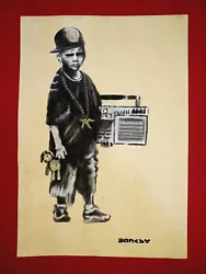 Buy Banksy Painting On Paper  Handmade  Signed And Stamped Mixed Media • 91.32£
