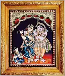 Buy Tanjore Painting Radhakrishna With Frame Krishna Indian Artwork Gift 18  X15  • 196.61£