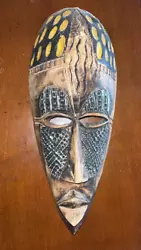 Buy Face Mask Vintage Old Wall Hanging Wooden Handmade Men Tribal Carved Sculpture • 74.42£
