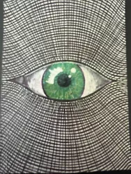 Buy Original Painting ACEO Art Card 2.5 X 3.5 Signed  Abstract Eye White Ink • 6.64£