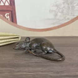 Buy Rare Bronze Handmade Mouse Figure Statue Netsuke Collectable Table Decoration • 20.99£