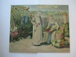 Buy Antique  Vintage Oil Painting Old Mission Portrait Landscape Sunflowers Garden • 510.30£