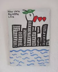 Buy New York Big Apple Love, Folk Art Panel Board Painting. Painted By Me • 40£