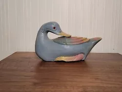 Buy Beautiful Hand Carved Wooden Duck/Goose Figurine Colored W Rainbow-like Pastels • 12.39£