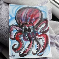 Buy Aceo Original  Sescape Octopus , Fantasy , . 1/1 Unico Acrilyc Painting Handmade • 2.20£