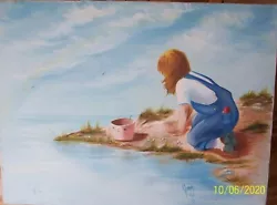 Buy Original Signed OIL Painting On Canvas GIRL At BEACH 18 X 24 COLOR Rainbow • 179.96£