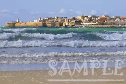 Buy Mediterranean Sea Beach Wave Old City Acre Nature Marine Art Picture Photo Print • 1.67£