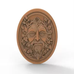 Buy Green Man Oval Sculpture STL File Model Relief 3D Printer CNC Carving Router • 2.32£