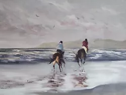Buy Original Oil Painting Horses Galloping On Beach Canvas Impressionist Robert Mee • 29.99£