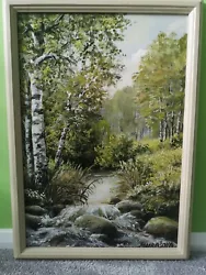 Buy Hand Painted Oil Painting On Hardboard Nature, Forest, Birchwood, River, Birch • 85£