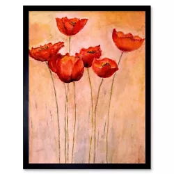 Buy Flower Red Poppies Painting 12X16 Inch Framed Art Print • 11.99£