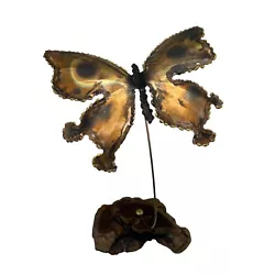 Buy Gorgeous Metal Art Butterfly With Driftwood Base Bronze Color Conversation Piece • 24.80£