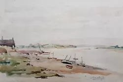 Buy Boats At Wardleys Creek Nr Fleetwood: Orig 1947 Watercolour By Stanley Warburton • 89£