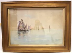 Buy S.M.B Sailboats At Sea SIGNED ANTIQUE ORIGINAL Watercolour Painting C.1899 - N48 • 16£