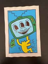 Buy Keith Haring Signed Watercolor Painting On Paper 3 Eyed TV 11  X 8.25  • 468.88£
