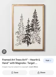 Buy Hearth & Hand Magnolia 8 X10” Snow Tree Sketch Neutral Framed Wall Art Target • 33.03£