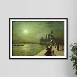 Buy John Atkinson Grimshaw - Reflections On The Thames (1880) Poster Painting Print • 10.50£