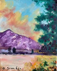 Buy Sunset Mountain Landscape Oil Painting Impressionist Collectable 8 By 10 In • 29.09£
