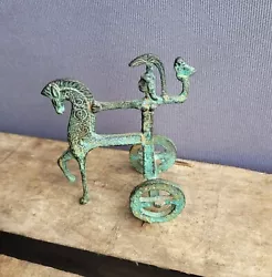 Buy Frederick Weinberg Style Bronze Etruscan Horse Chariot Athena Holding Owl Greek • 35£