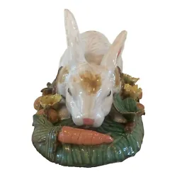 Buy Vintage Majolica Art Pottery Bunny Rabbit Garden Centerpiece Sculpture 12  • 82.93£