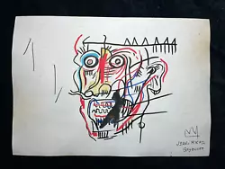 Buy Jean Michel Basquiat (Handmade) Drawing - Painting On Old Paper Signed & Stamped • 104.82£