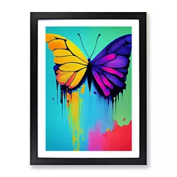 Buy Butterfly With Dripping Paint No.1 Wall Art Print Framed Canvas Picture Poster • 24.95£