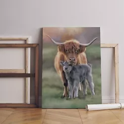 Buy Highland Cow Painting Large A2 Canvas Never Parted FREE DELIVERY • 19.99£