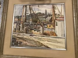 Buy Boats At The Wharf Watercolor By Morton Roberts Noted Artist Signed • 165.37£