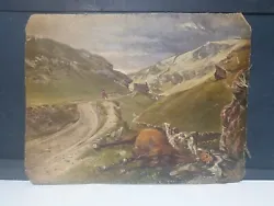 Buy Scottish 1840s Oil Monogrammed Mountain Landscape Redcoat On Canvas • 60£