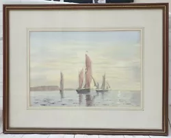 Buy Large Original Watercolour Vintage Fishing Boats Sea Scene Very Atmospheric • 50£