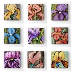 Buy Floral Art Flowers Oil Painting Canvas Impressionism Irises Iris Flower Art Set • 3,529.66£
