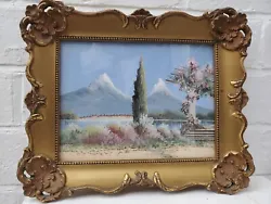 Buy Antique Gilt Framed Gouache Painting Of Mountain Scene Signed By S Henshaw 20thC • 8.50£