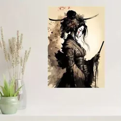 Buy Stunning Japanese Geisha Samurai Woman Canvas Art Painting Poster Print Unframed • 19.50£